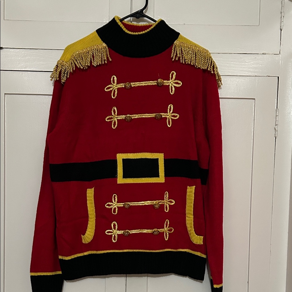 EUC: Holiday Bold Red and Gold Crewneck Sweater